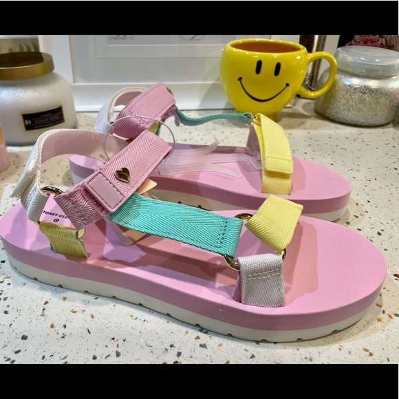 Stoney Clover Lane Sport Sandals Multi Pastel Colors with Gold Heart - Picture 5 of 11